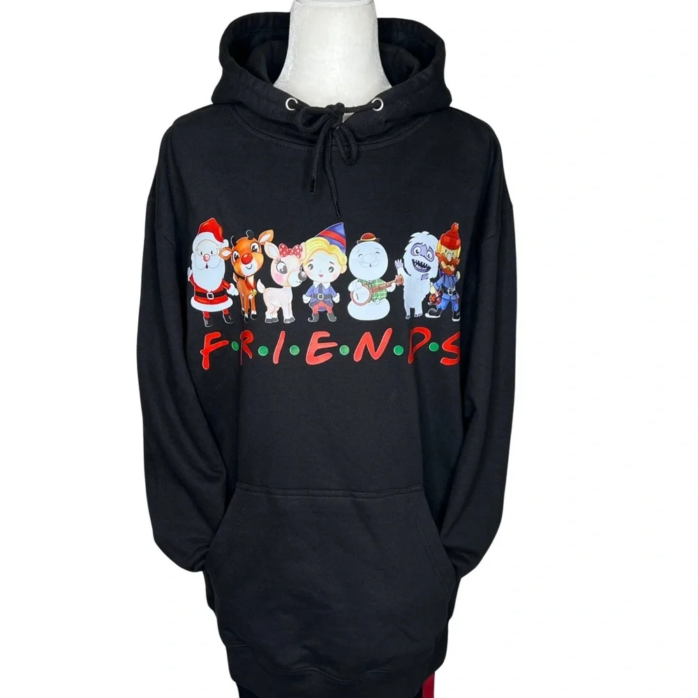 New Rudolph FRIENDS Graphic Sweatshirt Hoodie Black Unisex Women’s XL NWT - Picture 4 of 16